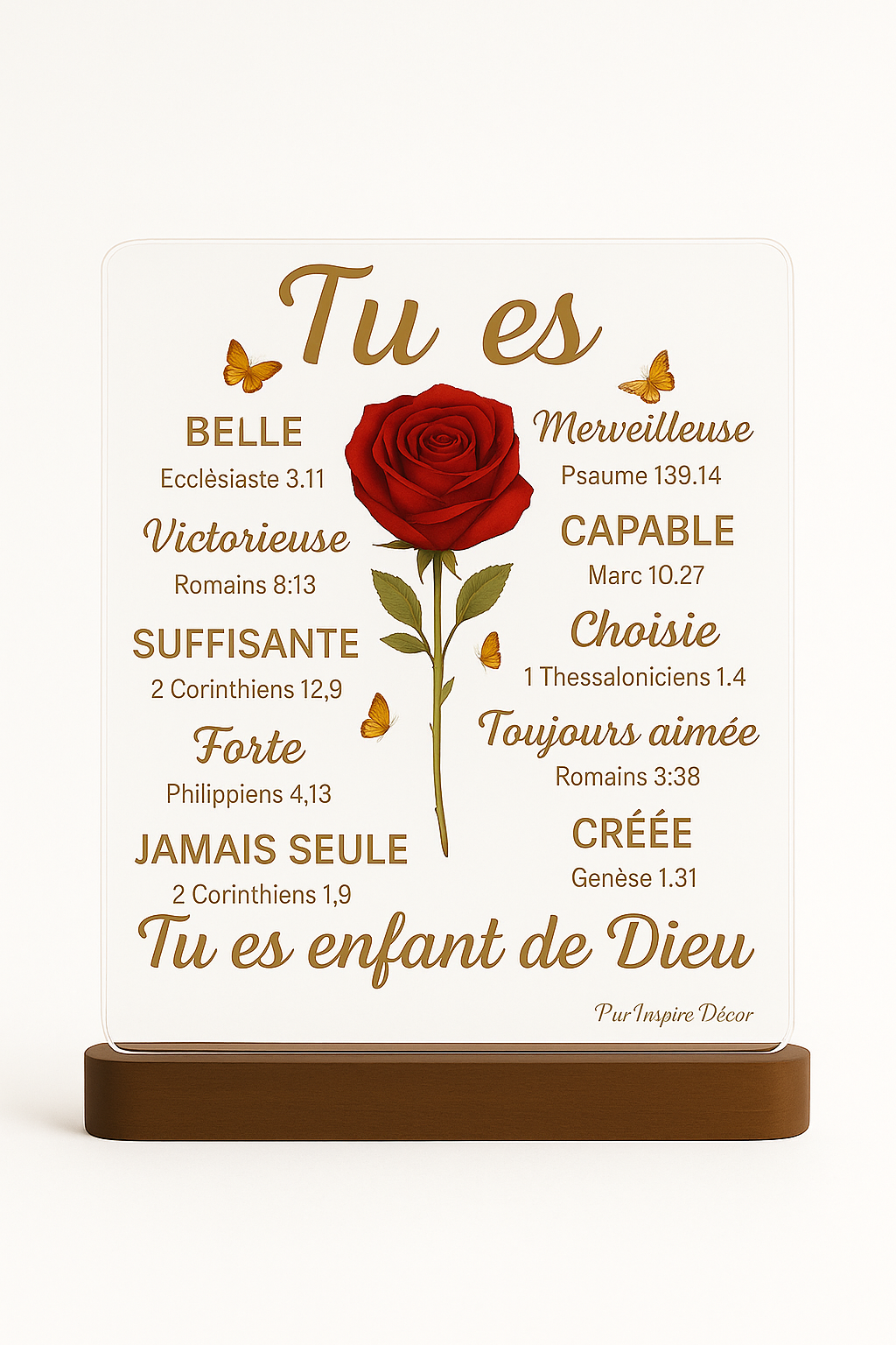 Plaque acrylique LED « Tu es enfant de Dieu »