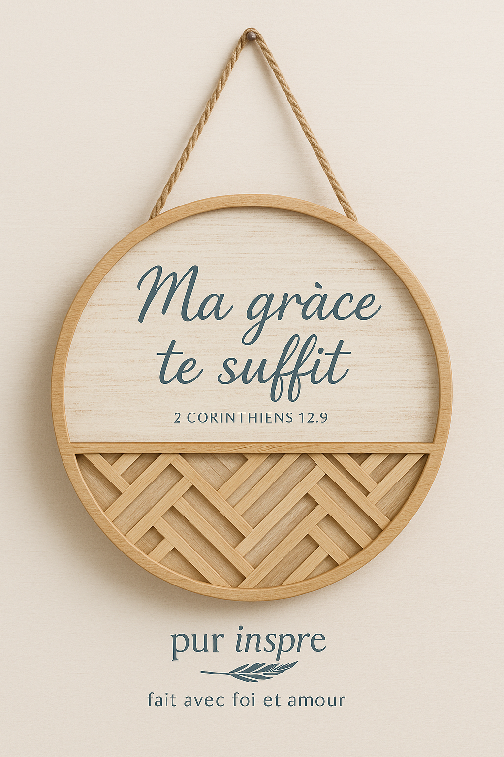 Cercle en bois « Ma grâce te suffit »