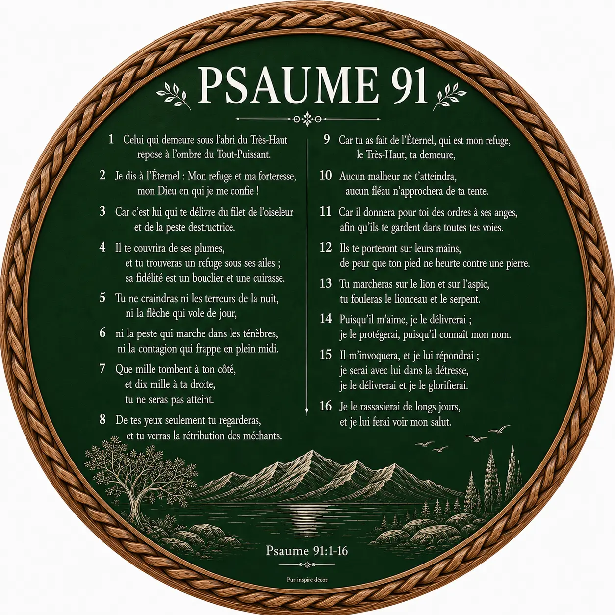 Cercle en bois « Psaume 91 »
