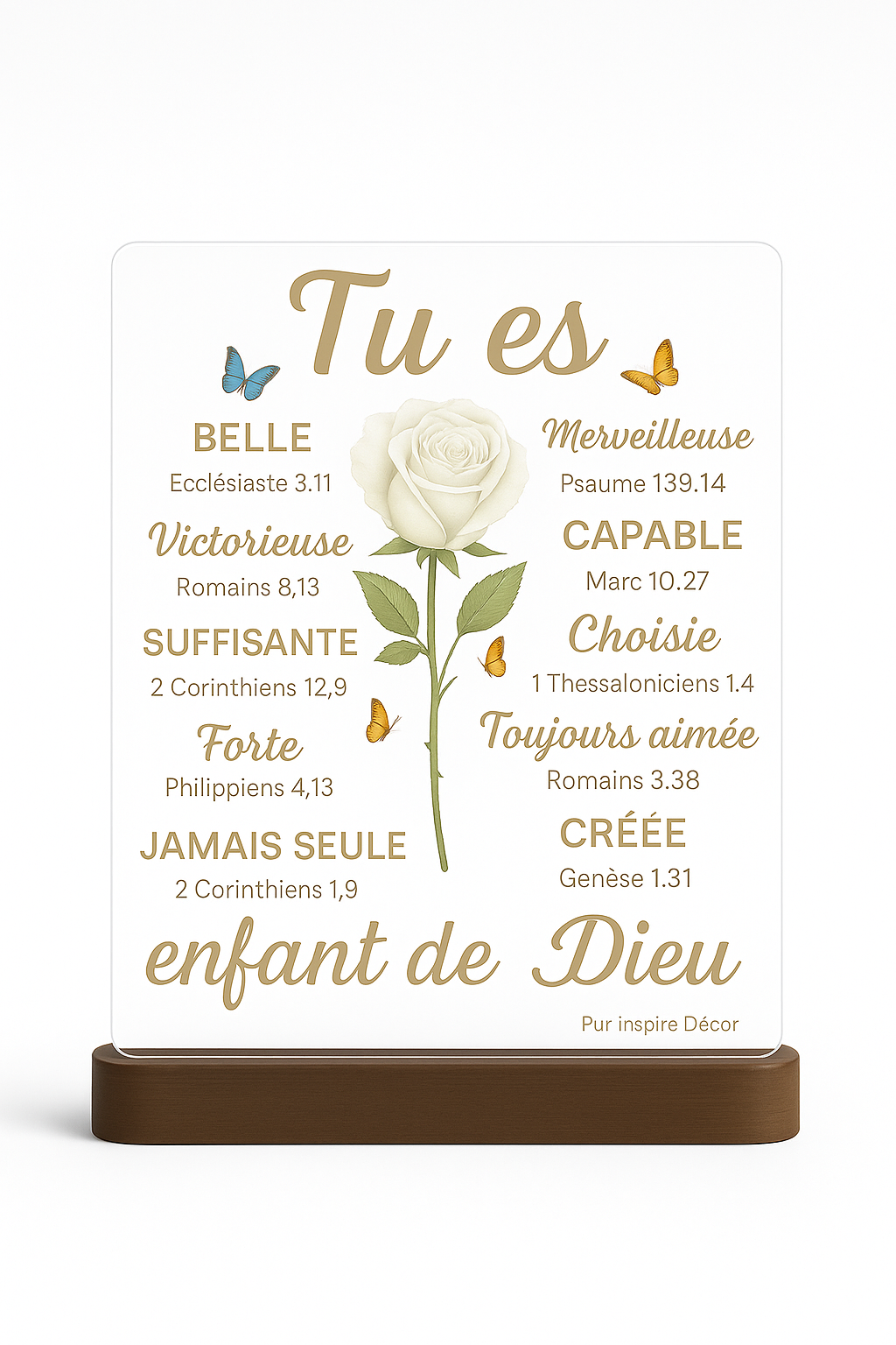 Plaque acrylique LED « Rose blanche »