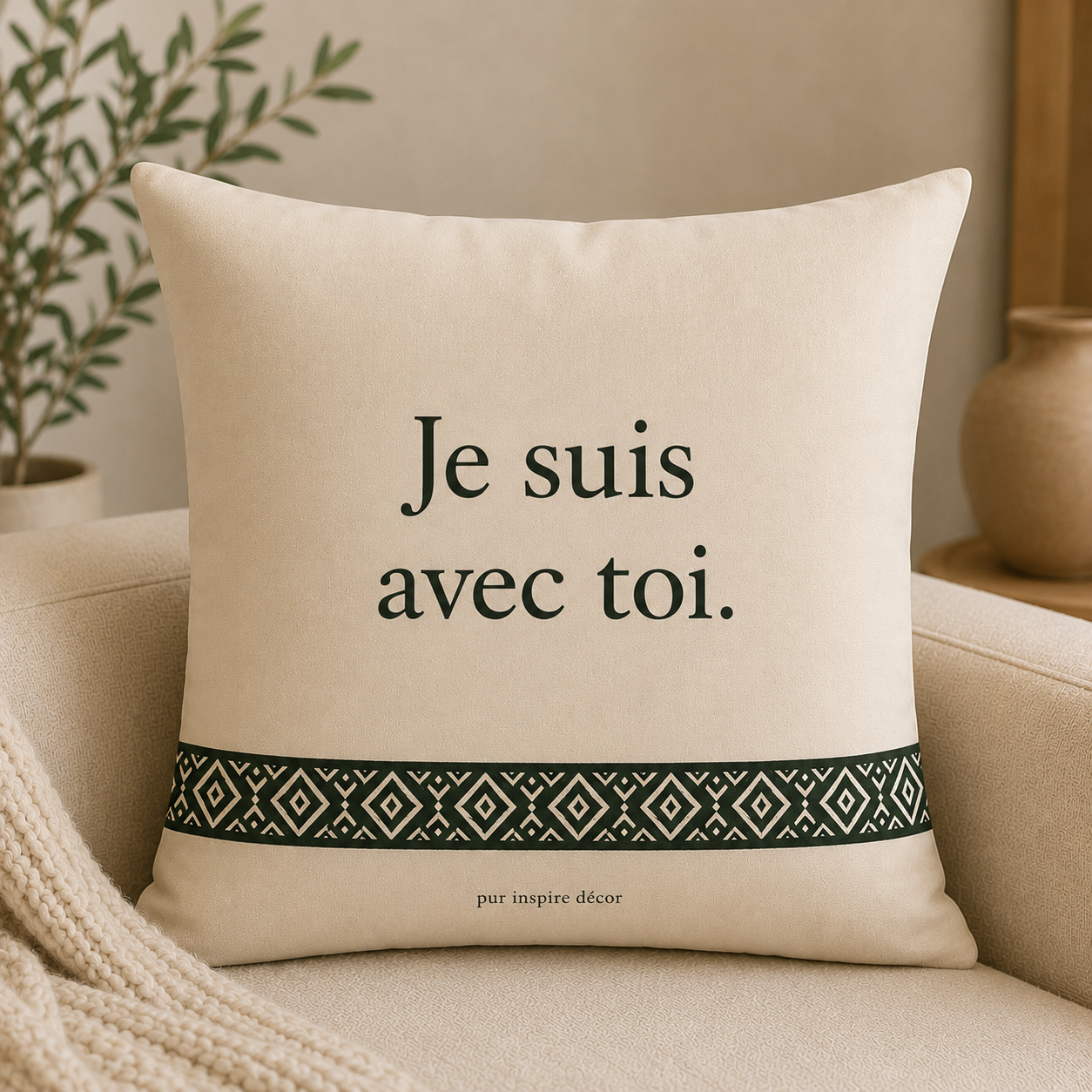 Coussin « Je suis avec toi » — bandeau
