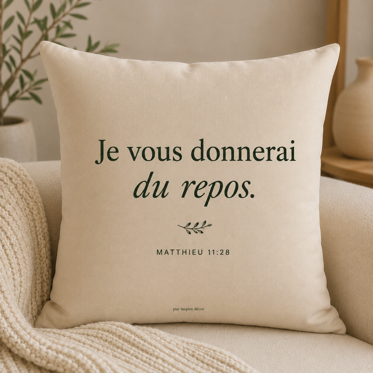 Coussin « Je vous donnerai du repos »